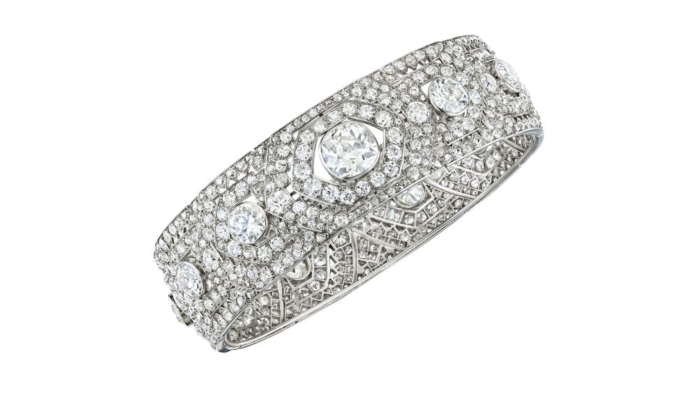 Cartier Art Deco diamond bangle bracelet. Estimate: $150,000–$250,000