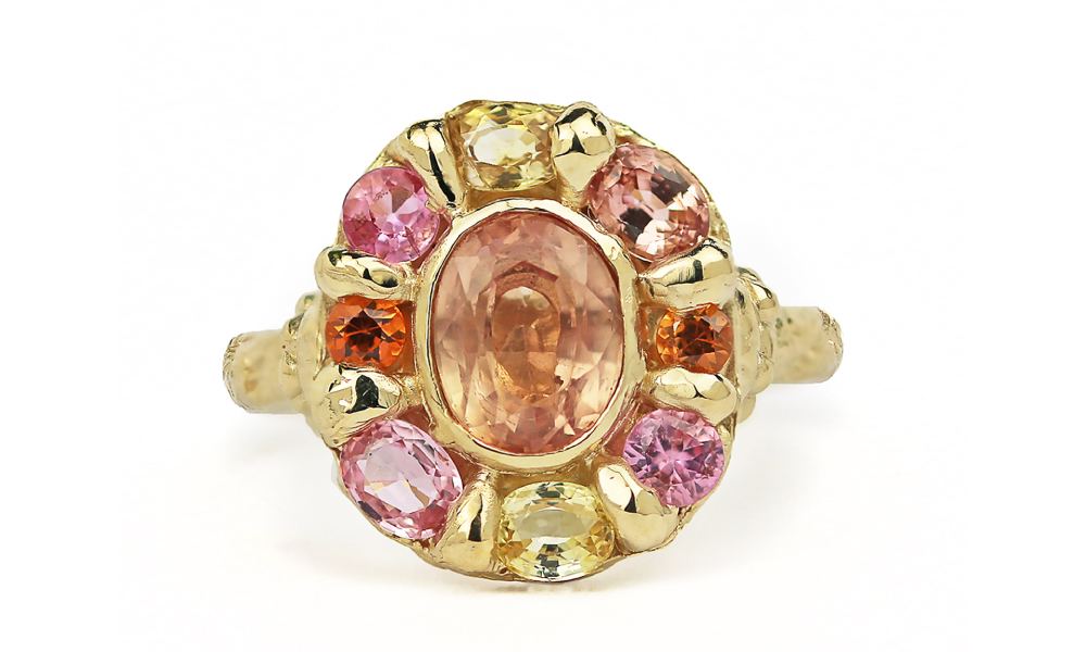 Peachy Keen Mega Halo ring. By Ciara Bowles
